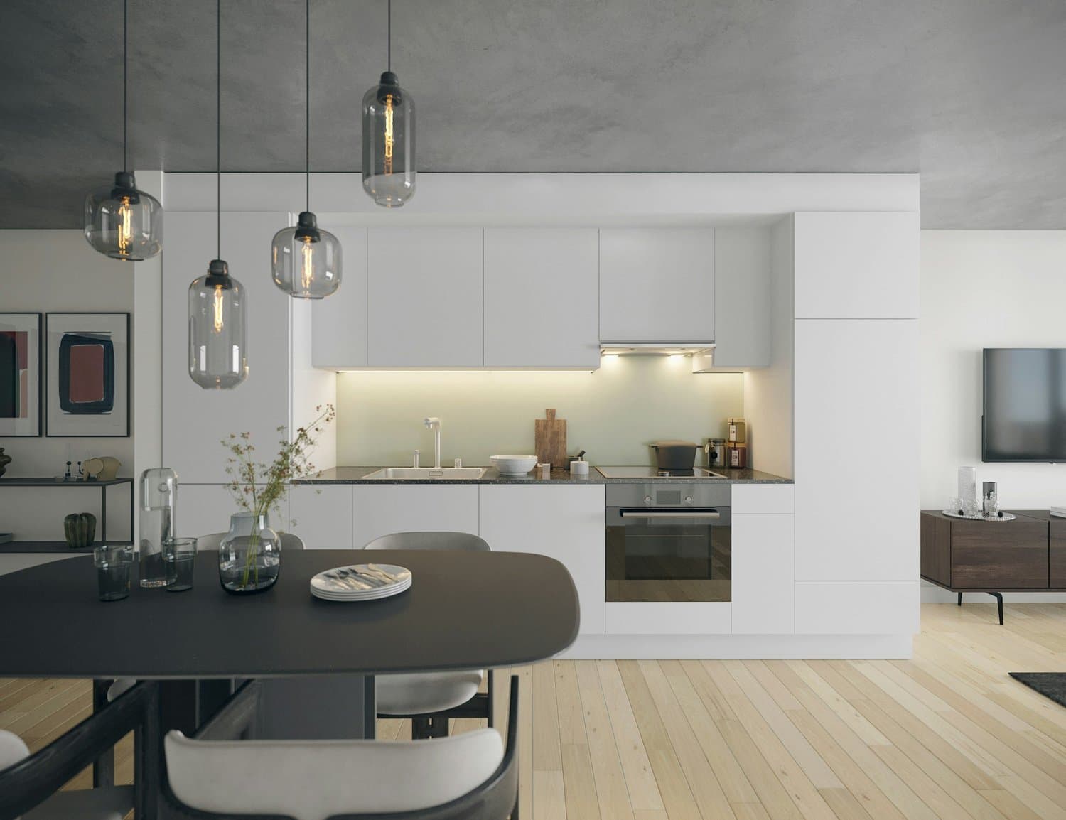 The interior of a renovated multi-family residence