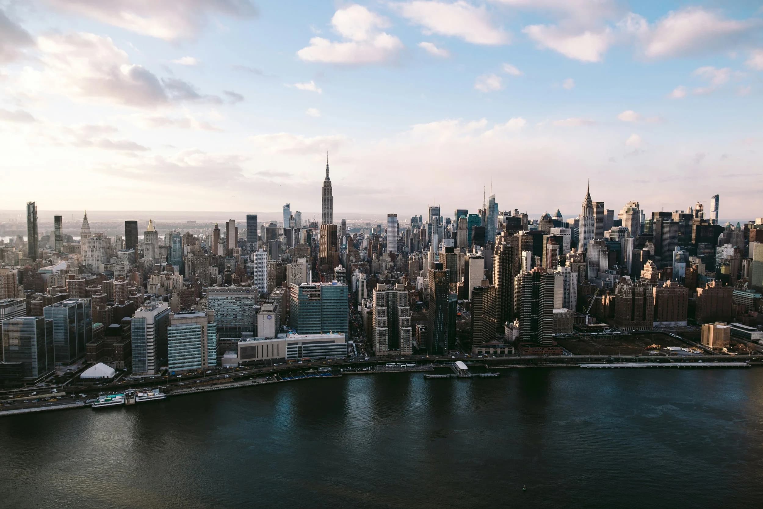 The Manhattan skyline seen from the East River